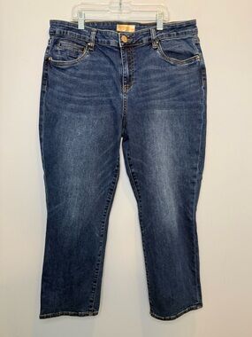 KUT from the Kloth Crop Straight Leg Medium Dark Wash Denim Jeans Size 14